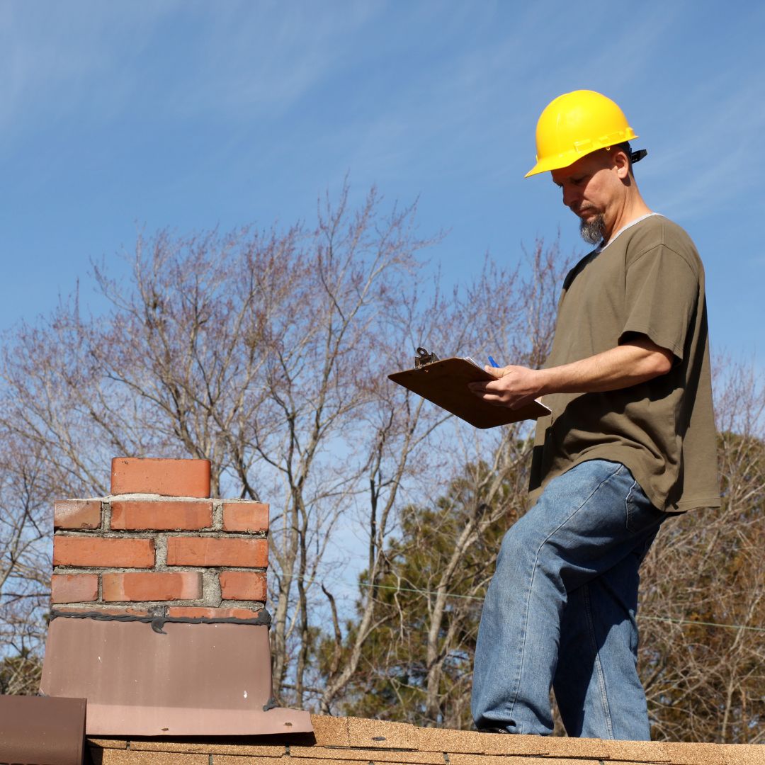 Man inspecting a roof