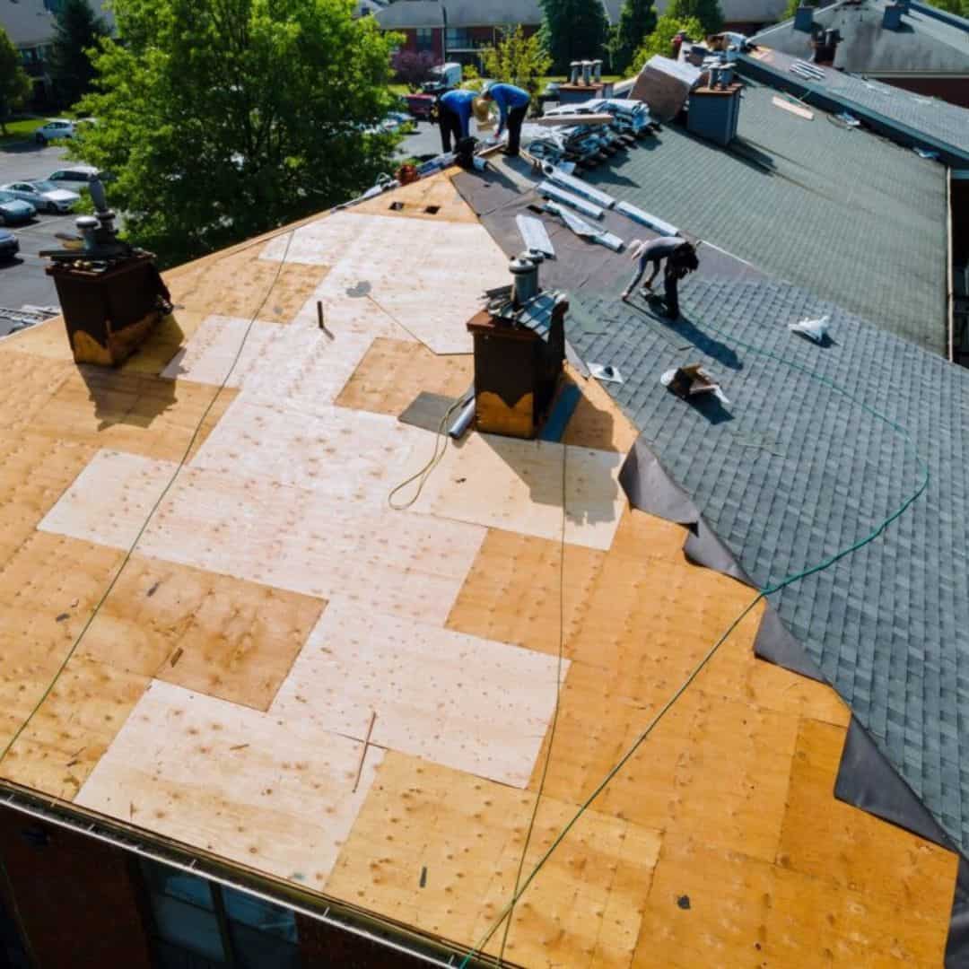 Roof being replaced