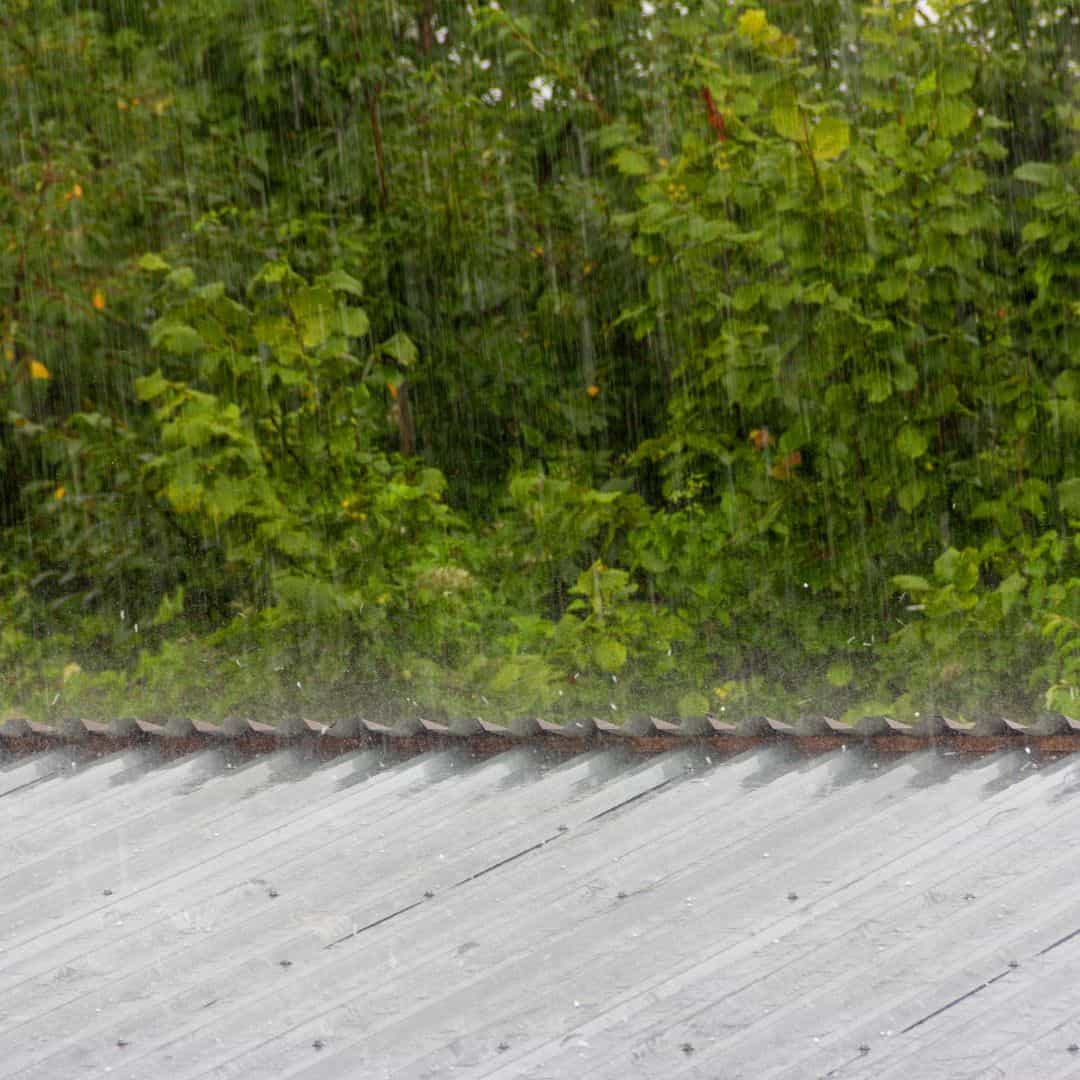 metal roof being rained on