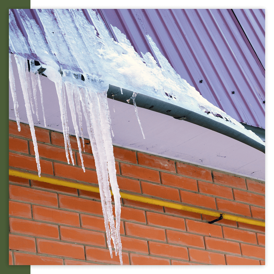 icicles hanging off metal roof