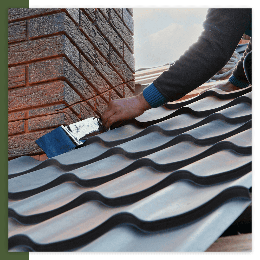 checking metal roof and chimney